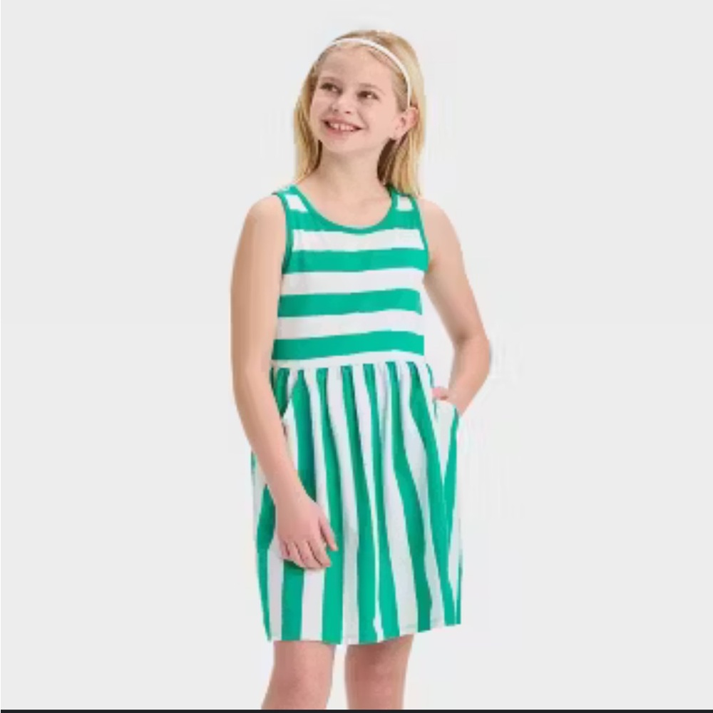 Girls’ Striped Cotton Sweater Dress - Cat & Jack Green M